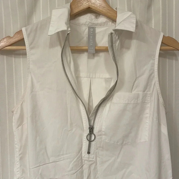 Athleta - Uptown Shell - White Sleeveless Blouse - Half Zip - Size XXS - Picture 5 of 11